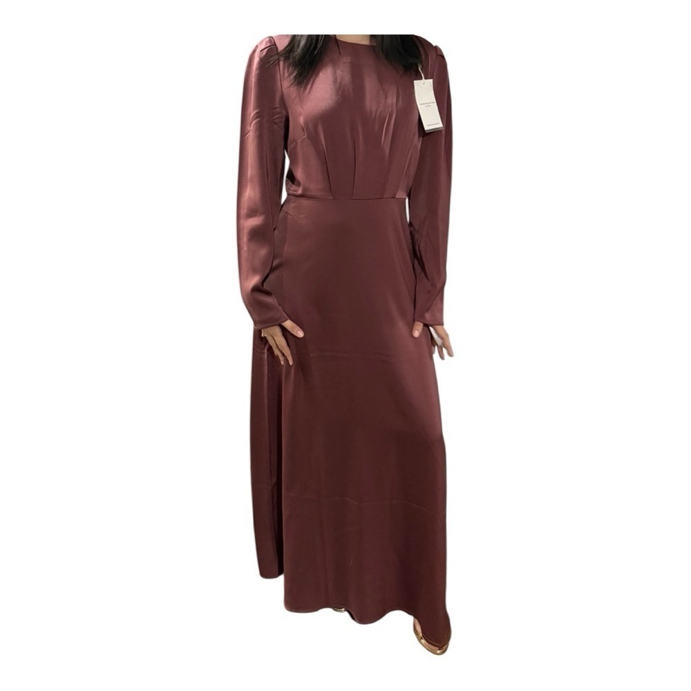 Veiled collection Elegant Burgundy Long Sleeve Dress
